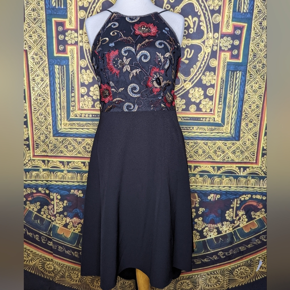 Aidan Mattox Embroidered Flowers High Low Dress